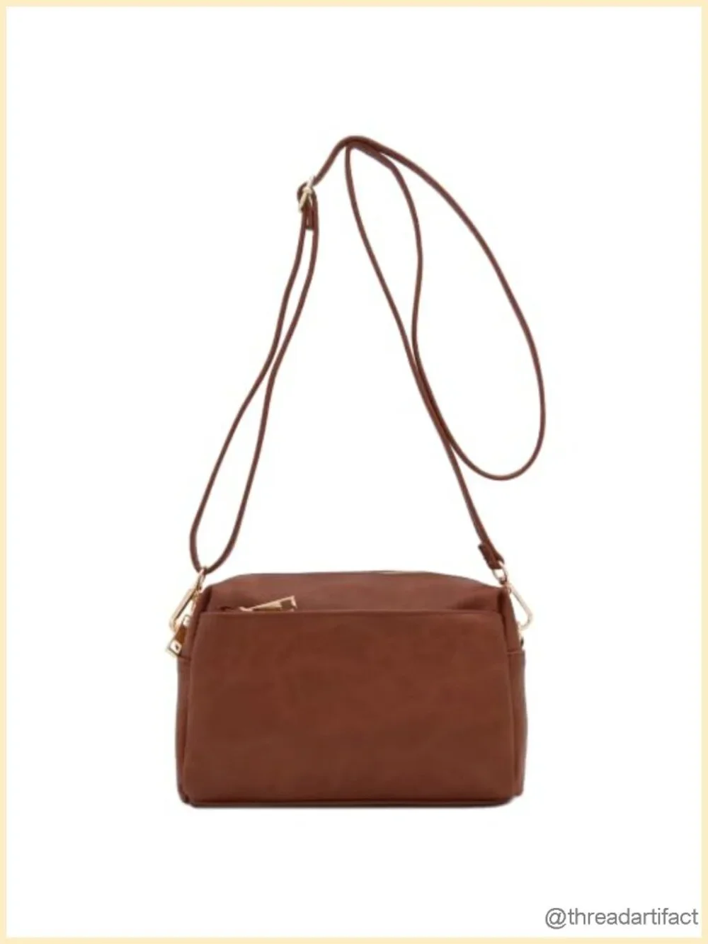 Faux Leather Crossbody Bag Zipper Closure Adjustable Strap Wallet